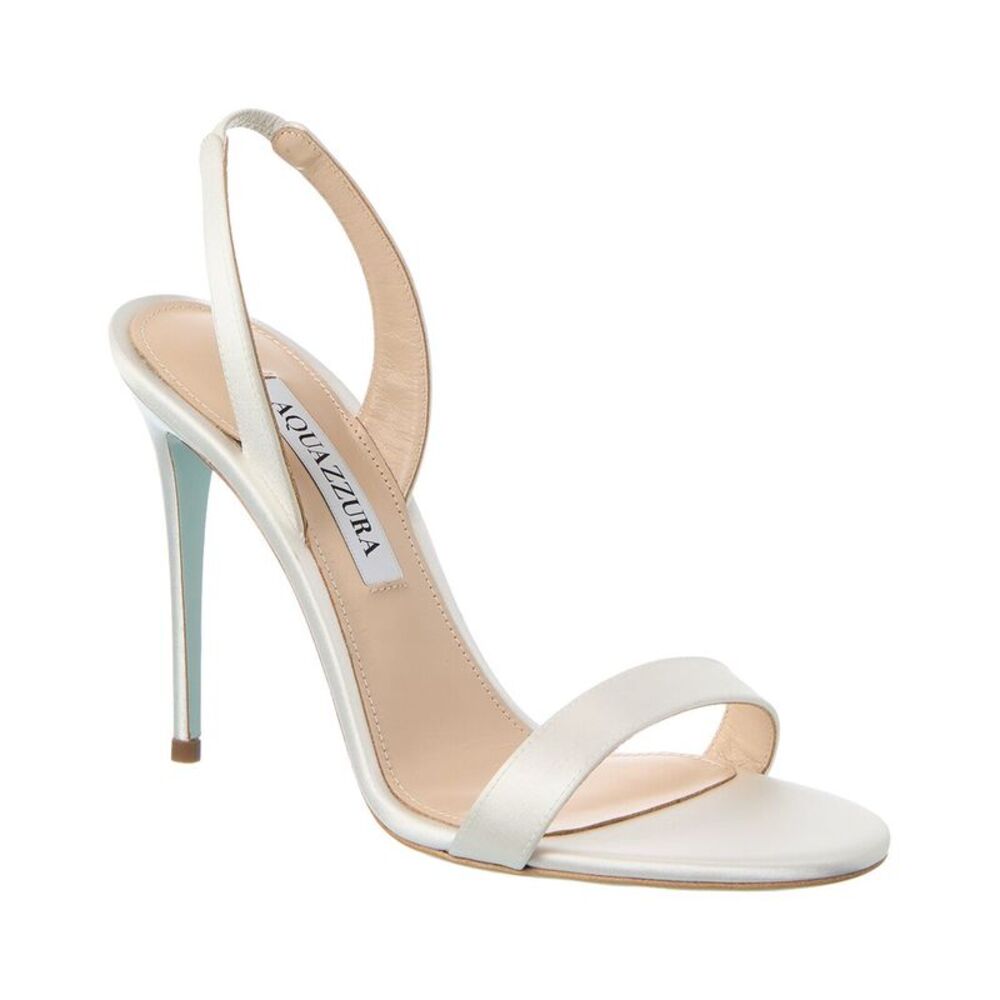 Aquazzura So Nude 105 Satin Slingback Sandal, White